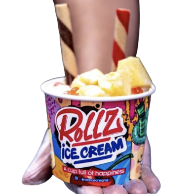 Lychee rolled ice cream